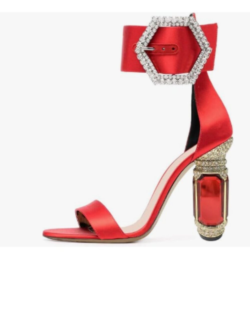FSJ Red Open Toe Stylish Sandals Ankle Strap Chunky Block High Thick Heels Shoes